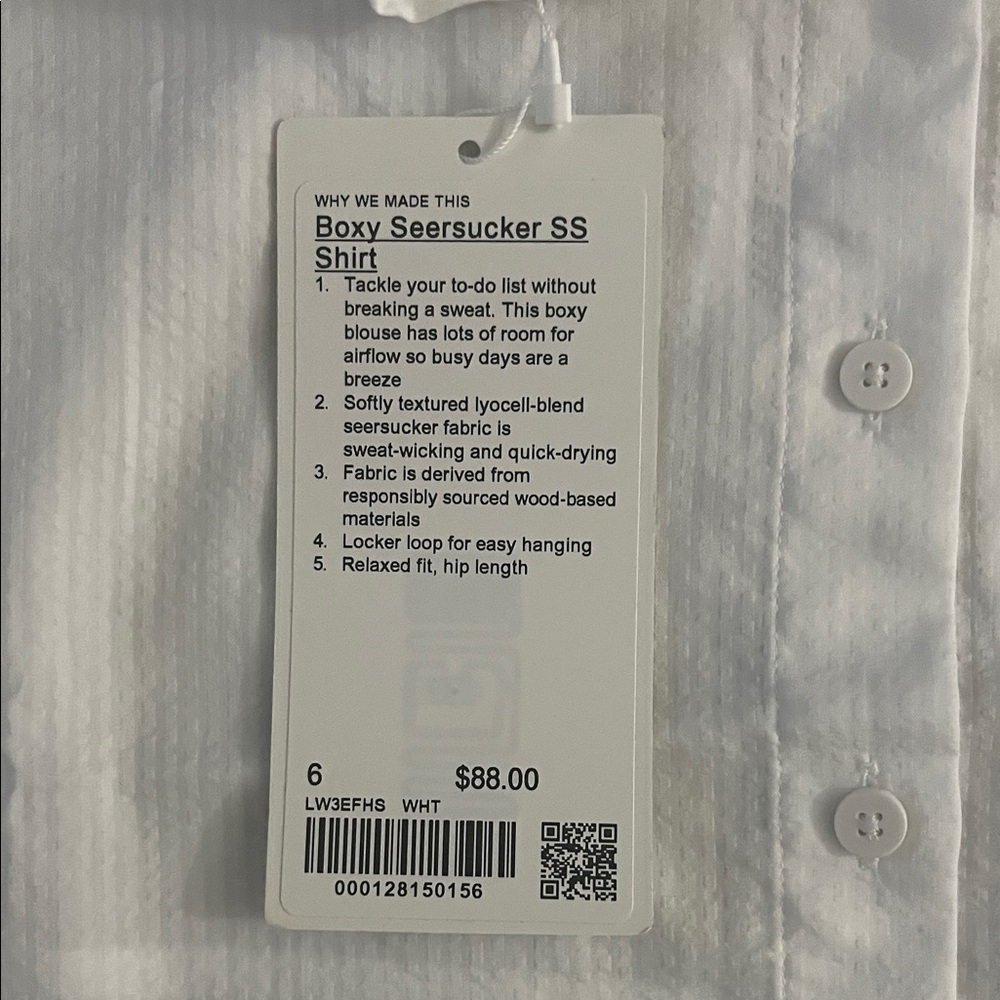 lululemon White Boxy Seersucker SS Shirt